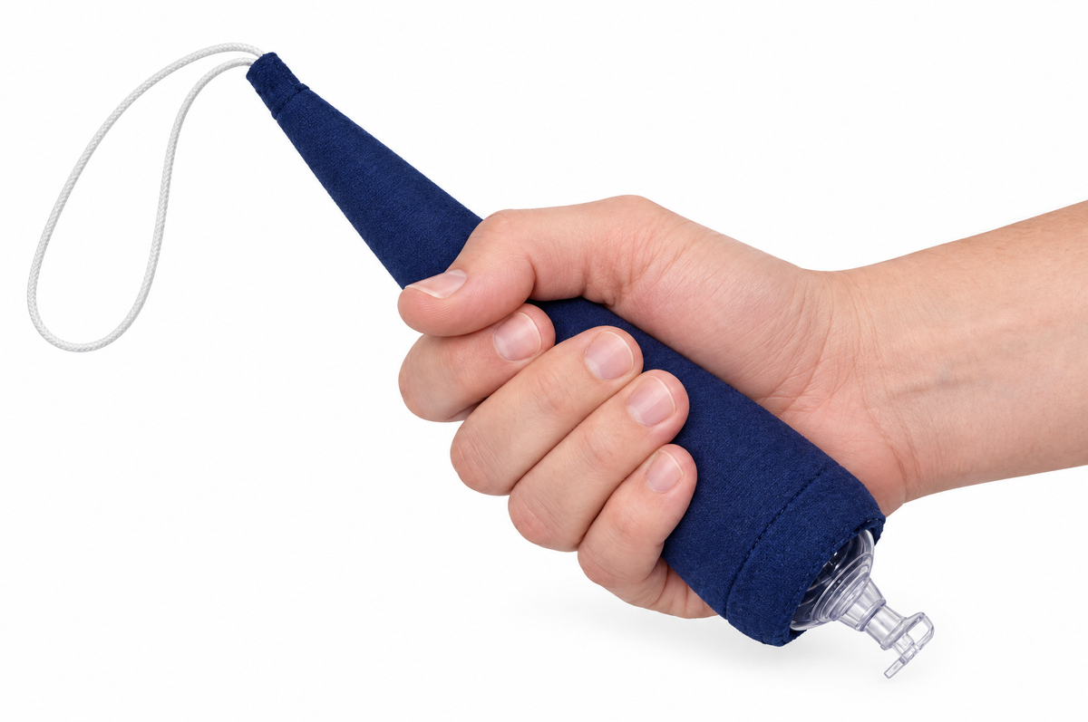 The Carrot Splint held in a closed hand