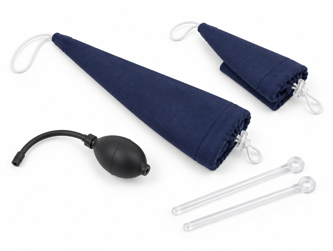 Accessory pack: two cloth covers, inflator bulb and two placement wands